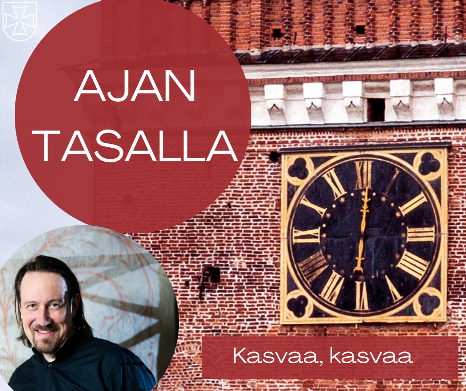 Ajantasalla-kirjoituksen mainos, jossa teksti Kasvaa, kasvaa.