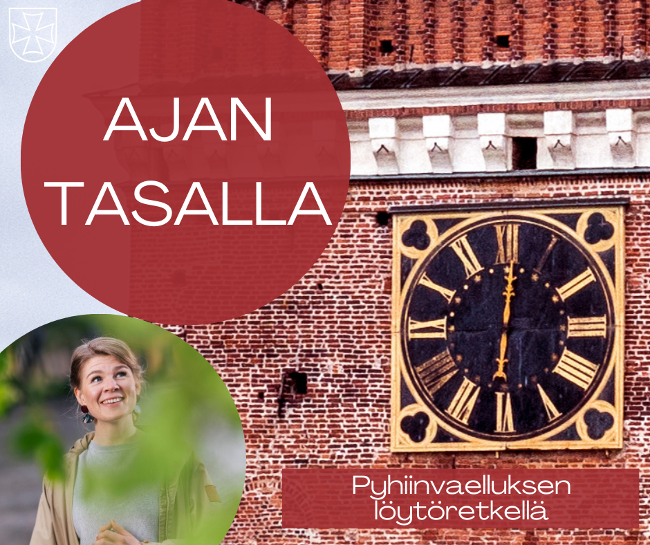 Ajantasalla-kirjoituksen mainos, jossa teksti Pyhiinvaelluksen löytöretkellä.