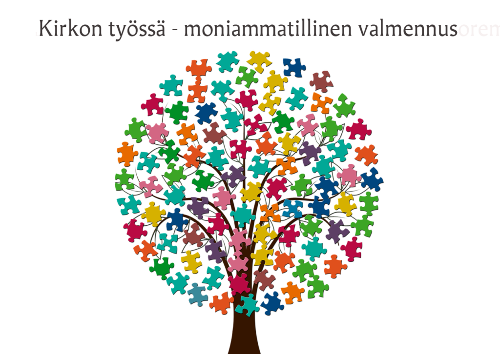 Mainoskuva kirkon työssä, moniammatilliseen valmennukseen.