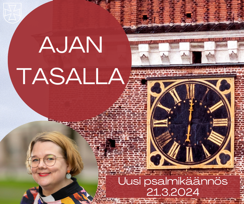 Ajantasalla-kirjoitusten mainos, jossa teksti Uusi psalmikäännös 21.3.2024